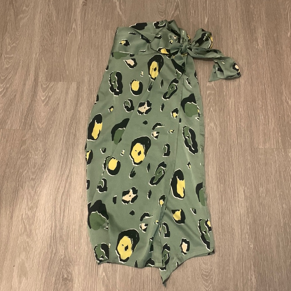 Never Fully Dressed wrap skirt in green leopard